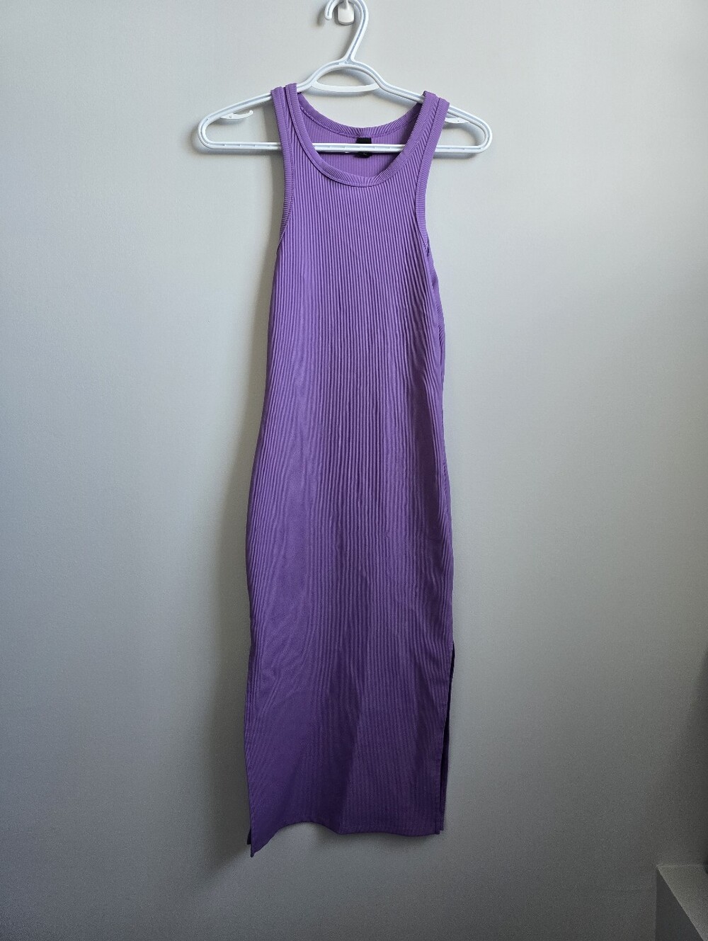 Purple Ribbed Bodycon Dress